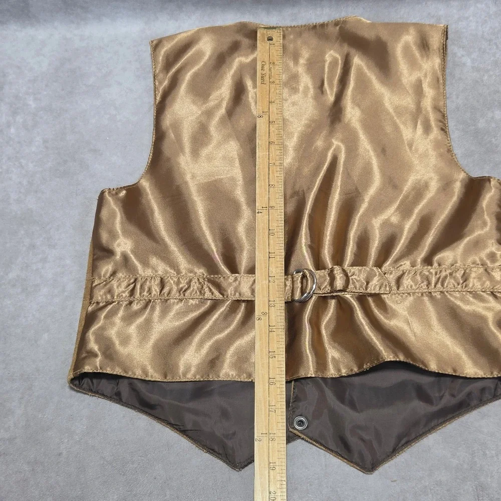 Scully Kids Youth XL Tan Suede Leather Western Vest Oklahoma State Seal Buttons